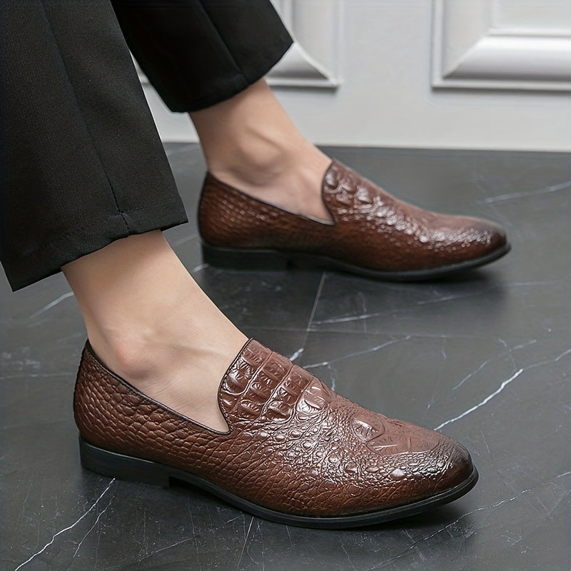 Men's Croc Embossed Loafers Slip On Lightweight Shoes