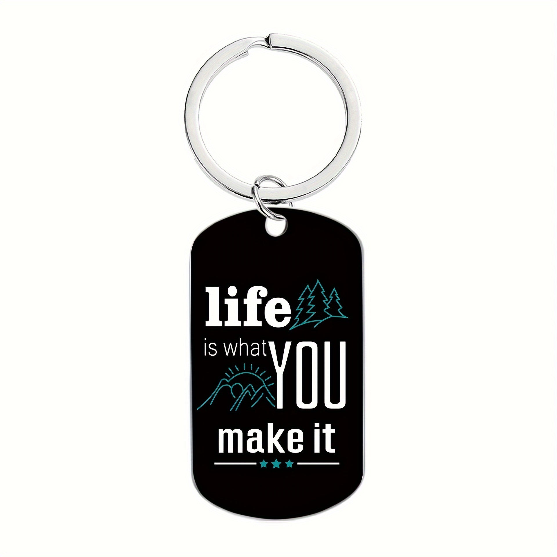 Engraved Metal Key Chain Bag Charm Pendant Gift for Men Women