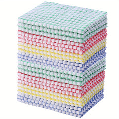 24pcs Waffle Square Dish Cloths Plaid Cleaning Rags Face Towels Kitchen Supplies