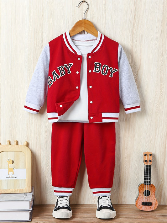 Baby Boy Print Outfit Buckle Jacket & Pants Suit Daily Wear