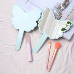 Green Butterfly Handheld Makeup Vanity Mirror with Handle