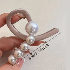 Faux Pearl Hair Claw Small Ponytail Holder for Women