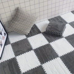 4pcs Soft Velvet Foam Puzzle Floor Mat Washable Plush Puzzle Carpet