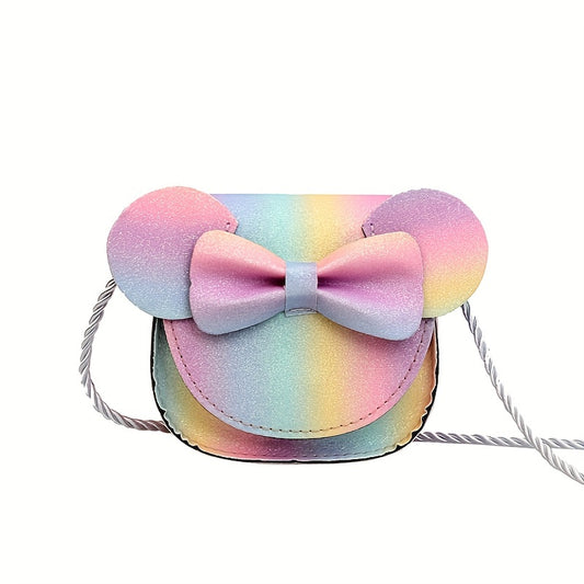 Girls Casual Colorful Bow Mouse Shaped Bag PU Shoulder Bag