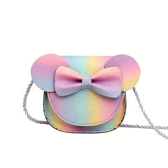 Girls Casual Colorful Bow Mouse Shaped Bag PU Shoulder Bag