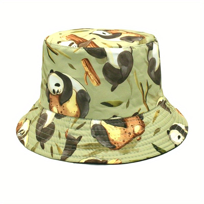 Panda Print Bucket Hat Double Sided Sun Hat