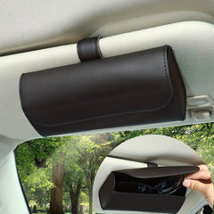 Car Visor Sunglasses Case PU Leather Glasses Holder with Magnetic Closure