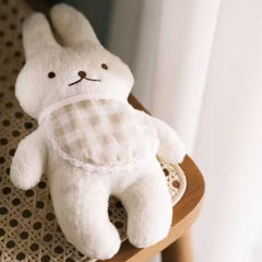 Cute Rabbit Doll with Checkered Bandage Soft Plush Animal