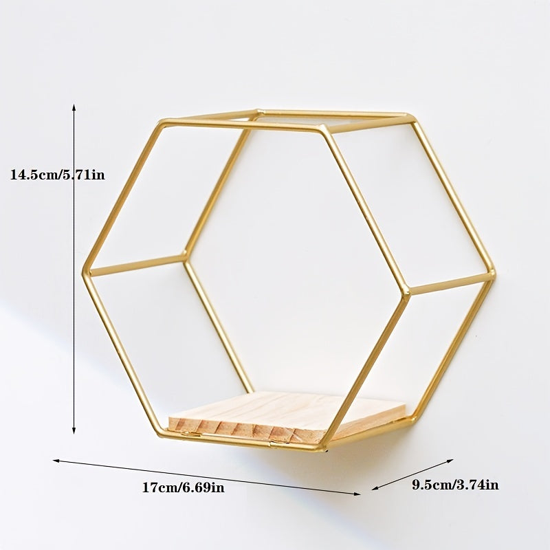 1pc Wall Storage Rack Living Room Decor Wall Pendant Creative Wall Hex