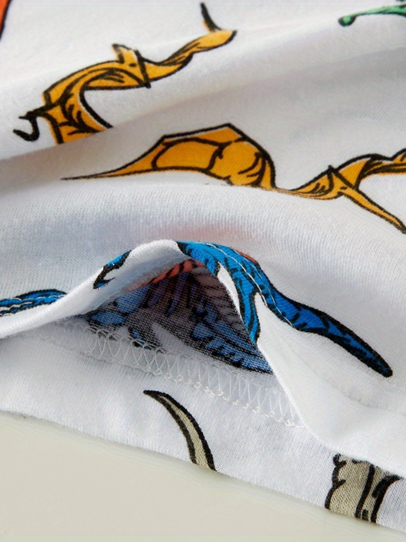 Boys Dino Print Pajamas Set Short Sleeve Top & Shorts