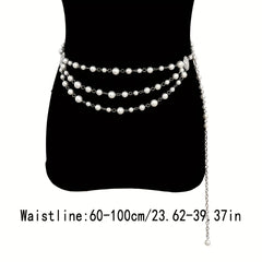 Vintage Faux Pearl Waist Chain with Tassel