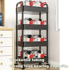 Pulley Movable Push Frame Storage Cart with Wheels
