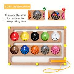 Wooden Magnetic Maze Pen Bead Run Game Educational Toy