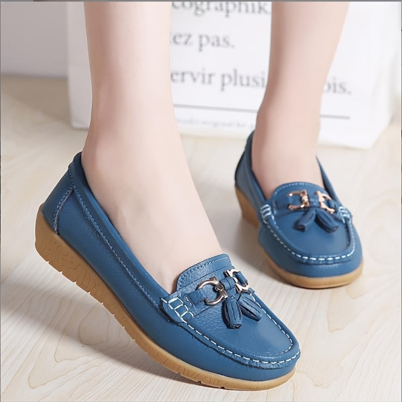 Women's Tassel Flat Loafers Soft Slip On Shoes Casual Round Toe Flats