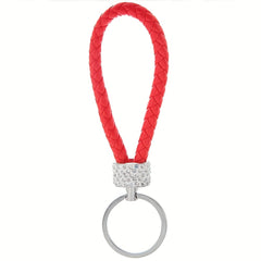 Rhinestone Leather Rope Keychain Ladies Bag Car Key Pendant