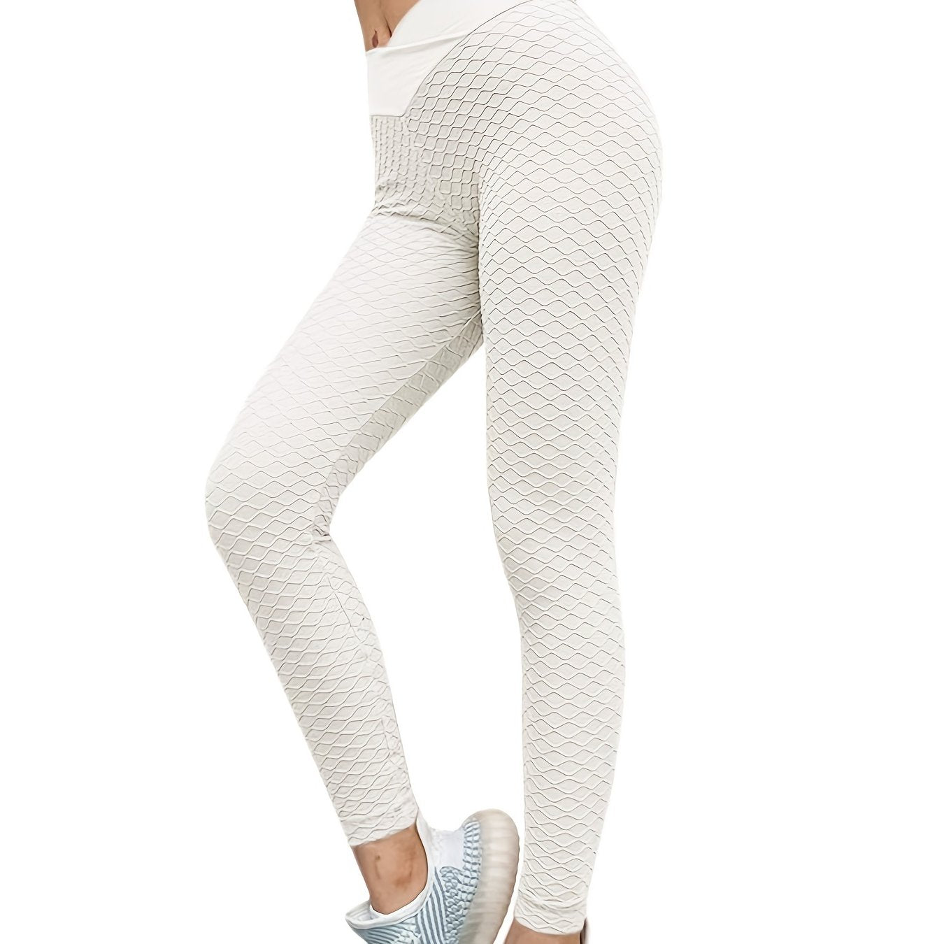 Textured Workout Leggings Solid Skinny Sporty Leggings Women's Clothing