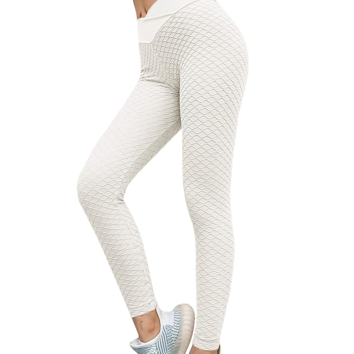 Textured Workout Leggings Solid Skinny Sporty Leggings Women's Clothing