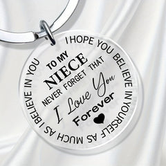 Believe Engraved Keychain for Niece - Graduation Gift - Handbag Accessory