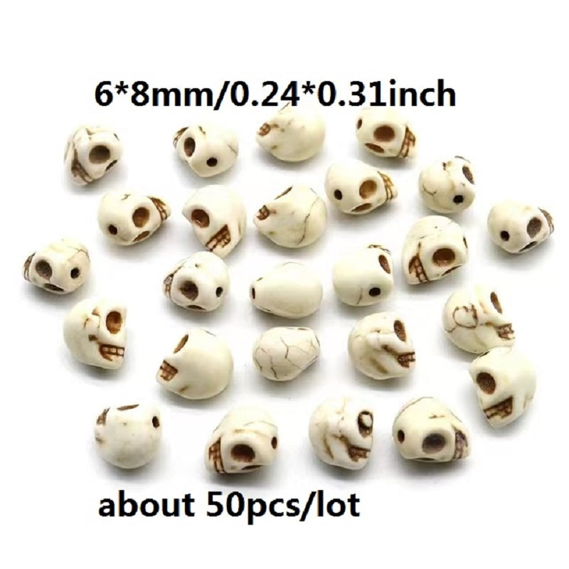 Turquoise Howlite Skull Beads 6mm-10mm for Custom Jewelry Making