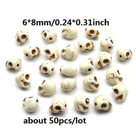 Turquoise Howlite Skull Beads 6mm-10mm for Custom Jewelry Making