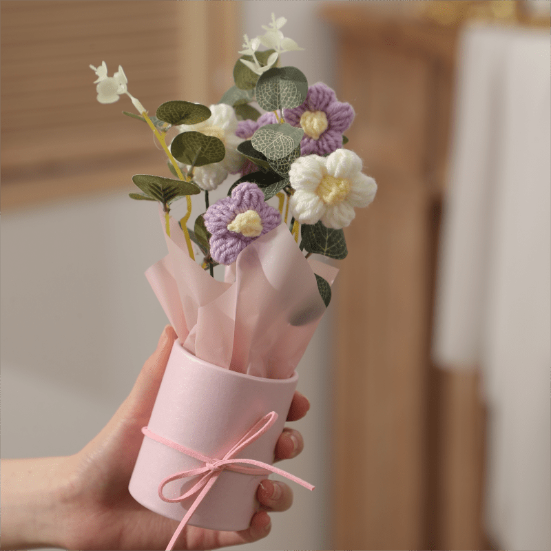 Artificial Wool Puff Flower Bouquet Home Furnishings Gift