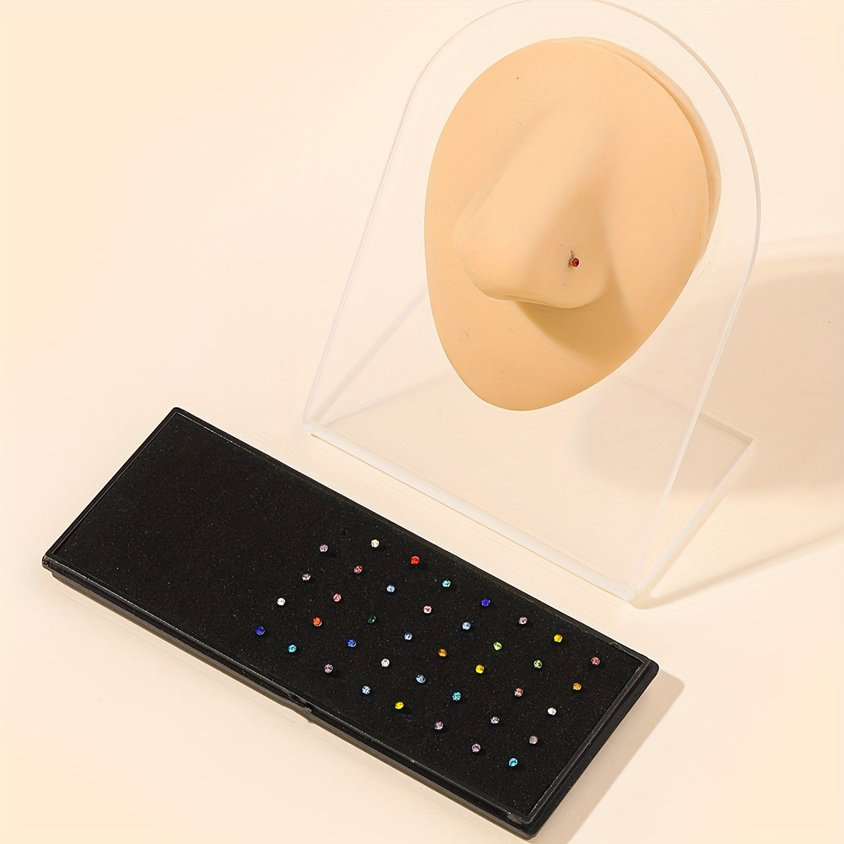 Zircon Inlay Stainless Steel Nose Stud Set
