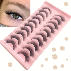 10 Pairs Faux Mink Lashes Natural Look Cat Eye False Eyelashes