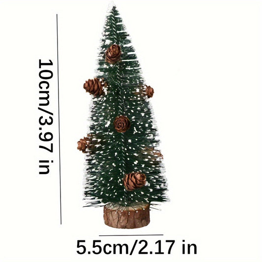 Mini Artificial Christmas Trees Snow Trees with Wooden Base for Christmas Decor