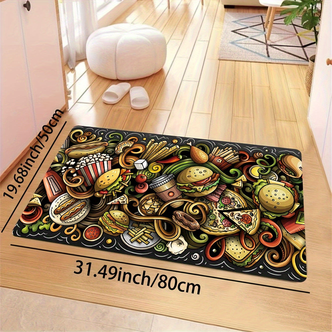 Cartoon Pattern Rug Hand-Painted Stylish Carpet Machine Washable Floor Mat