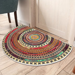 Boho Half Round Entrance Rug Doormats Absorbent Non-Slip 35.4in Machine Washable