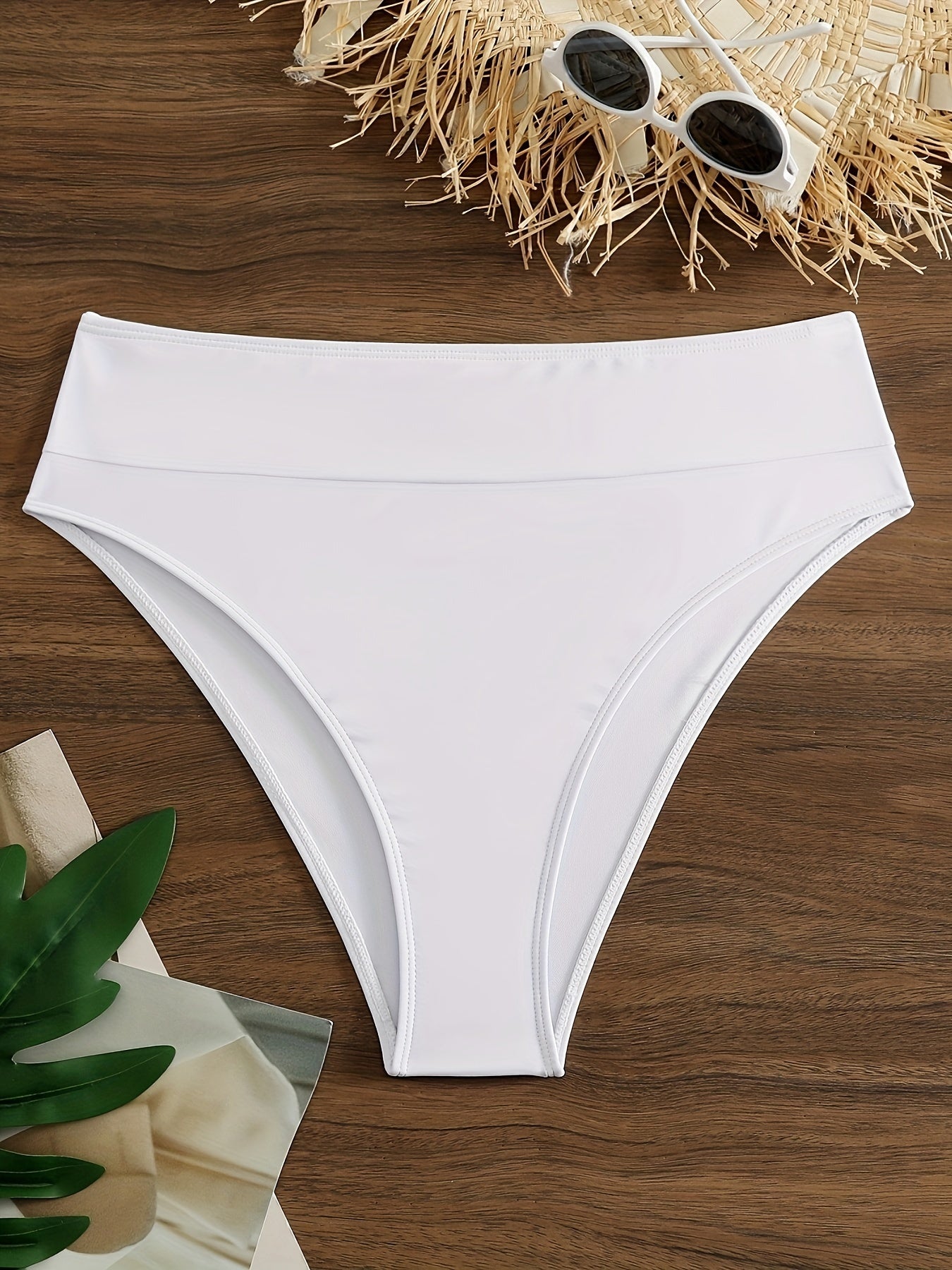  High Rise Swimwear Panty Solid Medium Stretch