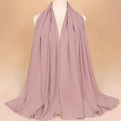 Chiffon Glitter Chain Bandana Scarf Lightweight Solid Hijab Scarf