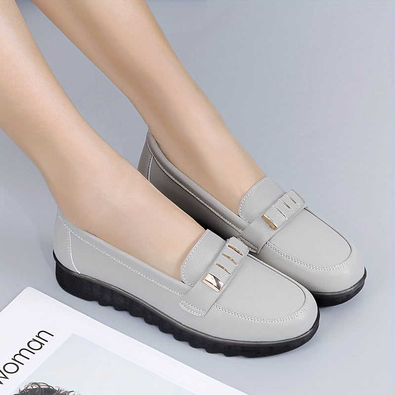 Women's Metal Decor Flat Shoes Comfortable Slip On Anti-Skid Shoes