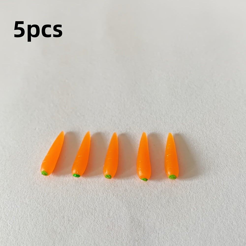 5pcs Realistic Carrot PVC Vegetables for Dollhouses Orange Red with Green