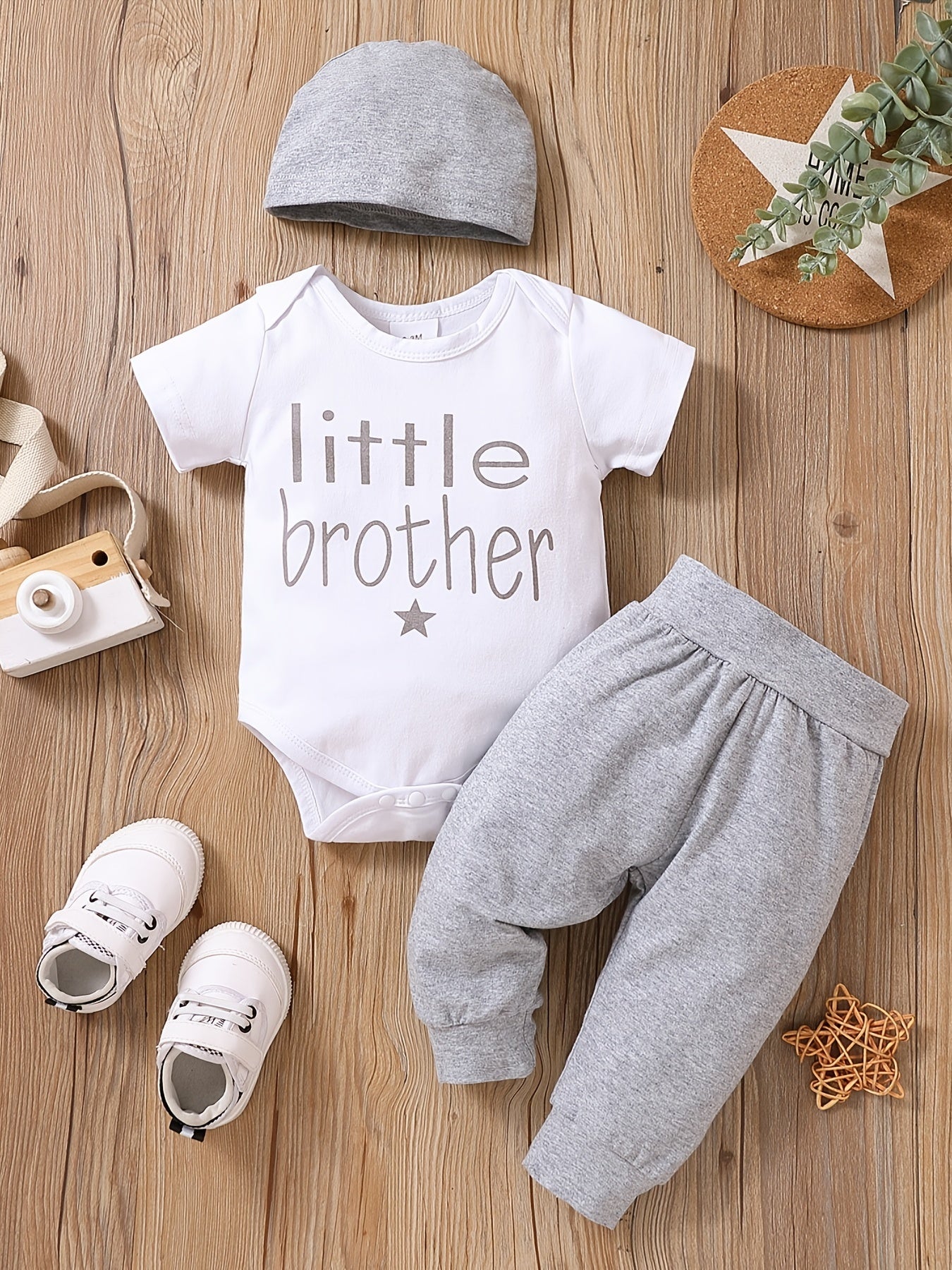 Baby Boys LITTLE BROTHER Short Sleeve Bodysuit Set