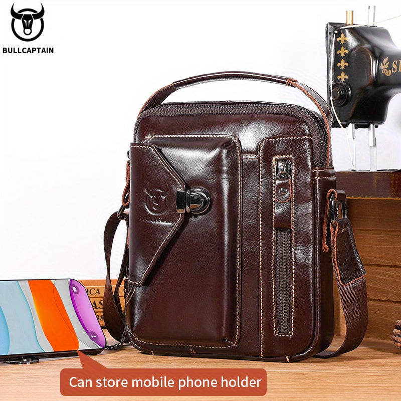 BULLCAPTAIN Leather Shoulder Bag Crossbody Satchel for Men