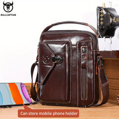BULLCAPTAIN Leather Shoulder Bag Crossbody Satchel for Men