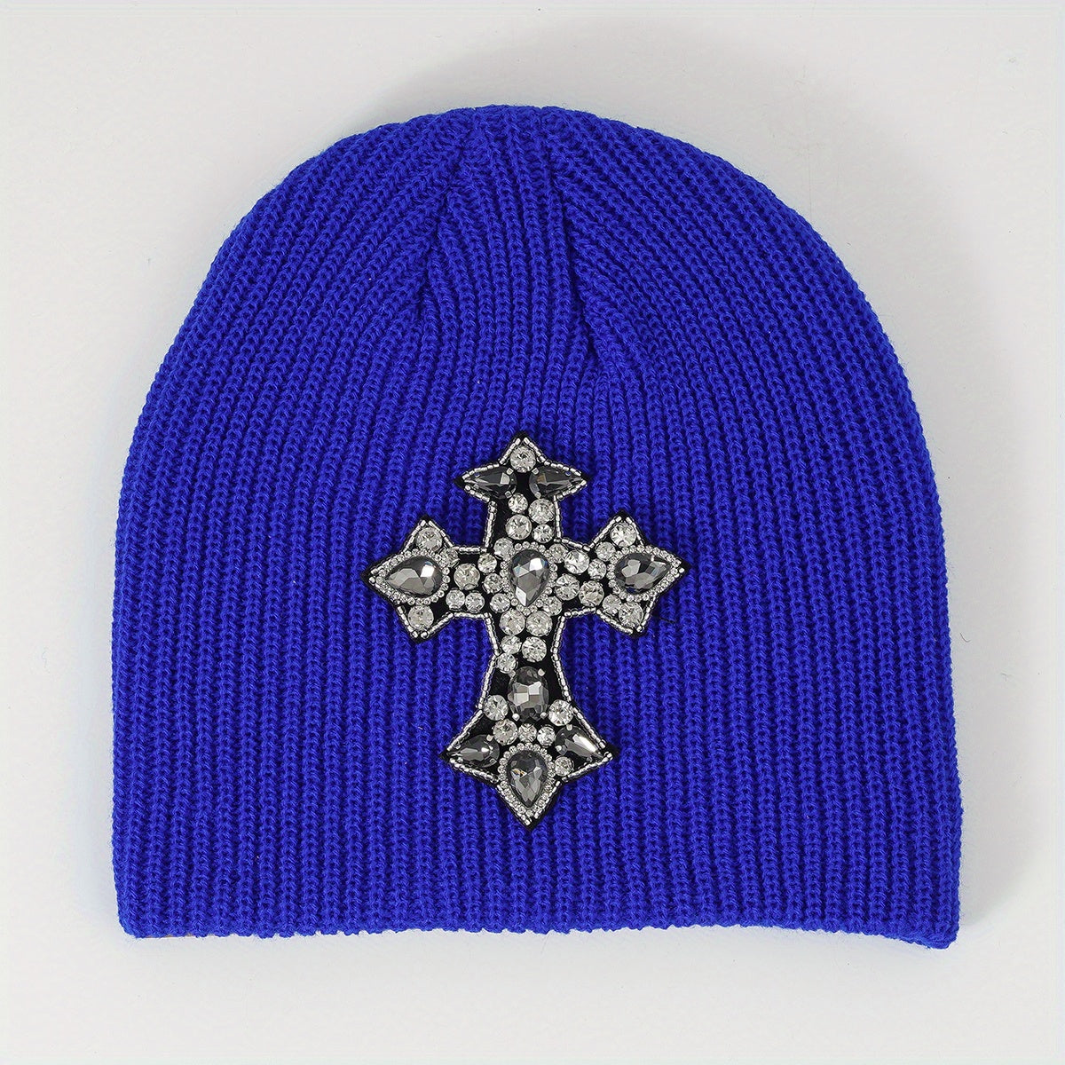 Y2K Cross Patch Beanie Unisex Candy Knitted Hat Gothic Skull Cap