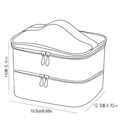 Double Layer Makeup Case Travel Toiletry Pouch Bag Pink Polka Dot