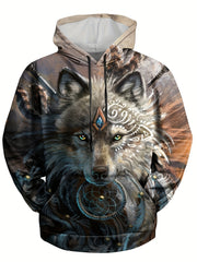 Men's Graphic 3D Print Hoodie Loose Pullover Autumn Winter Hooded Sweatshirt
