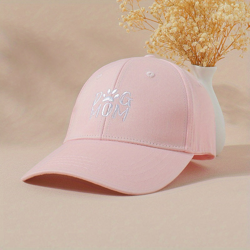 Dog Mom Embroidery Baseball Cap Solid Sun Hat Adjustable Dad Hat Women