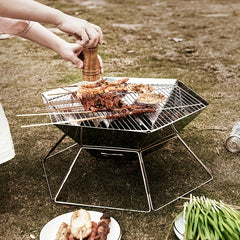 Hexagonal Barbecue Grill Stainless Steel Foldable Charcoal Grill