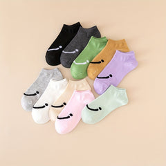 10 Pairs Smiling Print Socks Low Cut Ankle Stockings