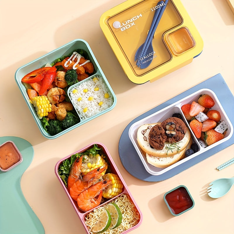 Leakproof Divided Bento Box With Cutlery Microwave Safe Lunch Box
