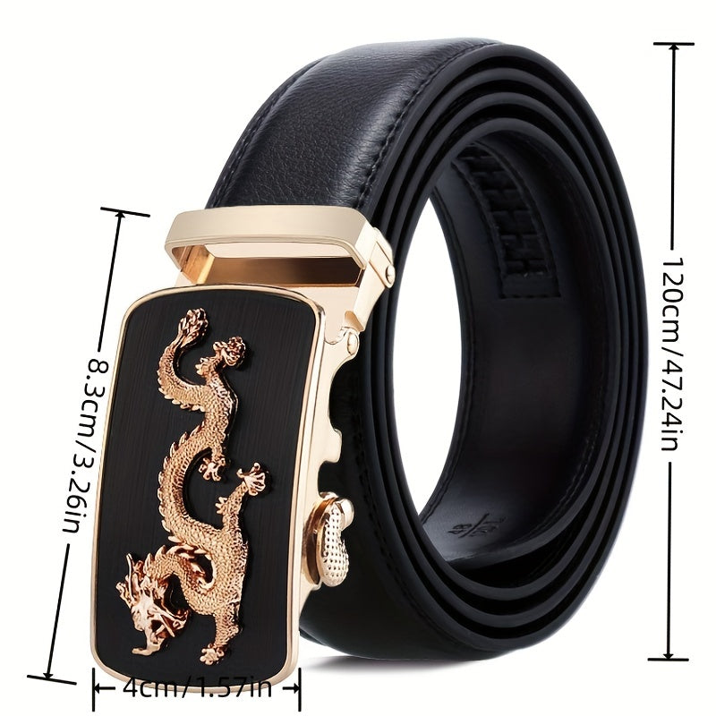 Chinese Style Men's Business Casual Belt with Dragon Buckle