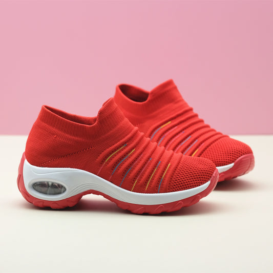 Women's Breathable Knit Chunky Sneakers Slip On Outdoor Shoes