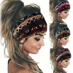 Boho Style Elastic Sports Headband Wide Brim Yoga Headband
