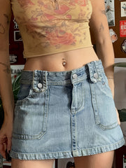 Slim Fit Denim Skirt Slash Pockets Street Style