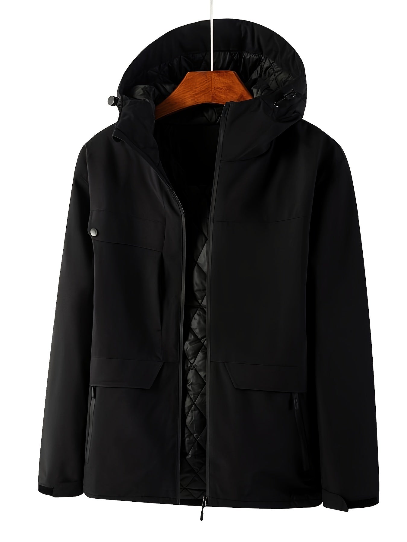 Men's Windproof Hooded Cotton Padded Jacket for Winter