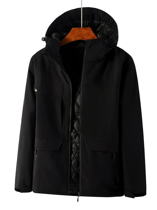 Men's Windproof Hooded Cotton Padded Jacket for Winter